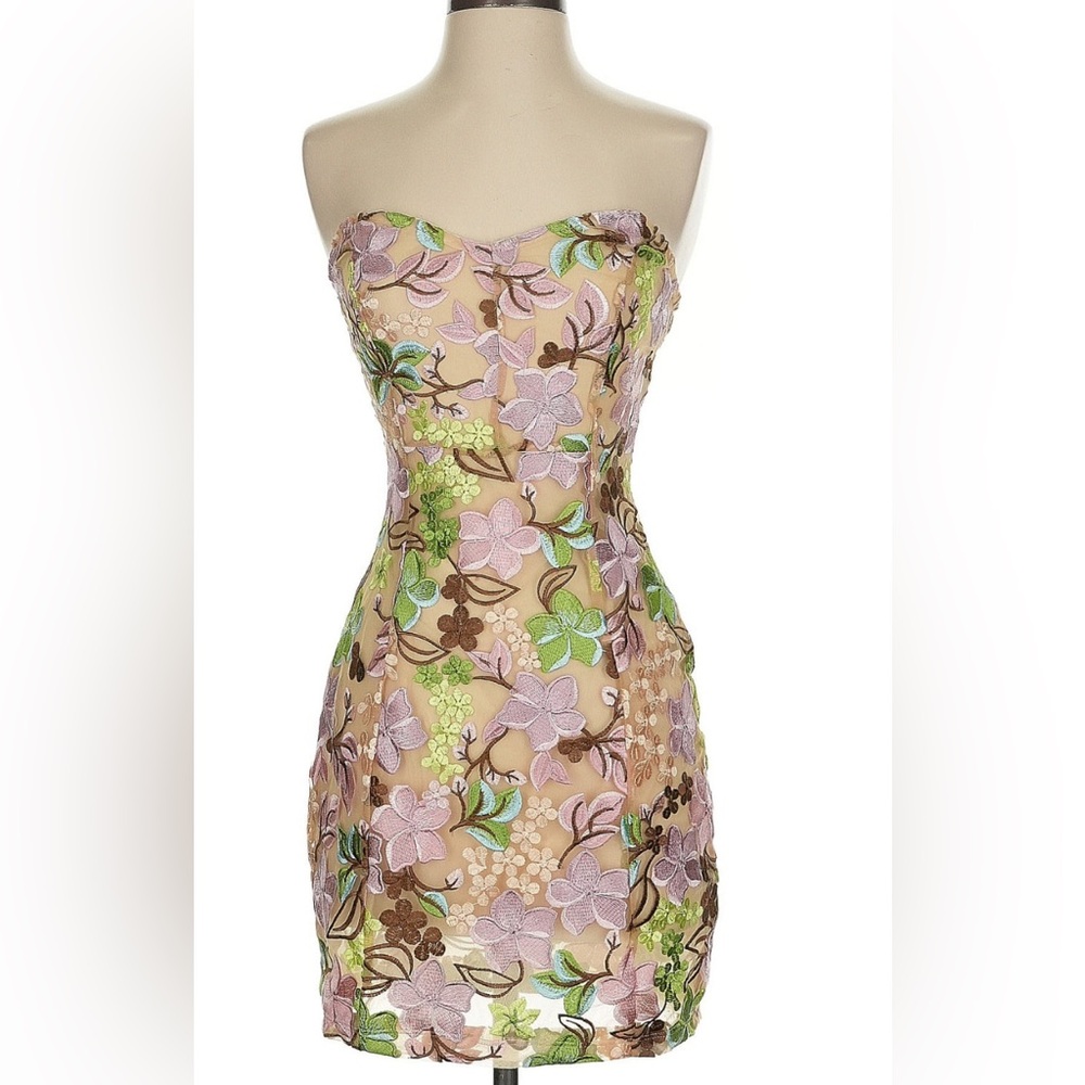 Nova Lux Floral, Semi-transparent Sleeveless Cocktail Dress.